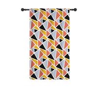YONGFOTO 107x160cm Rideaux à Pois avec Passe-Tringle Dynamique Géométrique Triangle Patchwork Rideau Filtrant la lumière Onglet Arrière Rideau de Fenêtre pour Cuisine Chambre à Coucher Porte