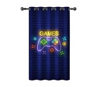 YONGFOTO 107x215cm Jeu vidéo Rideaux pour Salle de Jeux Fluorescence Modèle de Manette de Jeu Mur de Briques Monde Imaginaire Rideau occultant pour Chambre d'enfant 1 Panneau drapé avec œillets