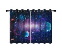 YongFoto 117x138cm Rideaux Occultants pour Chambre Garçon - Planète Énorme Point Lumineux Fantaisie Galaxie Espace - Salle de Jeux Salle de Théâtre Privée, 2 Panneaux