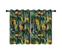 YONGFOTO 117x183cm Jungle Safari Rideaux occultants pour Chambre Animaux Sauvages Faune Sauvage Léopard Feuilles Tropicales Forêt Rideaux de fenêtre pour Chambre d'enfant, 2 Panneaux avec œillets