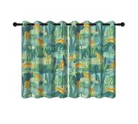 YONGFOTO 117x183cm Jungle Safari Rideaux occultants pour Chambre Vert Forêt Tropicale Humide Faune Animaux Plantes Léopard Rideaux de fenêtre pour Chambre d'enfant, 2 Panneaux avec œillets