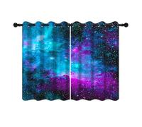 YONGFOTO 140x229cm Bleu Violet Nébuleuse Rideaux Occultants Univers Galaxie Voie Lactée Cosmos Rideaux de Fenêtre pour Salon Enfants Fille Garçons Chambre Décor, 2 Panneaux avec œillet