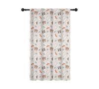 YONGFOTO 140x229cm Dessin animé Animaux Rideaux avec Passe-Tringle Nordique Ours Lapin Renard Feuilles Filtrage de la lumière Onglet arrière Habillages de fenêtre pour Chambre de garçon Nursery