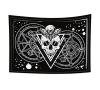 YONGFOTO 150x100cm Crâne de sucre Tapisserie, Tête Squelette Tapisseries Lune Insecte Papillon Points Blancs Boussole Divination Tapisserie pour Salon Dortoir Décor Sofa Tapis Couverture