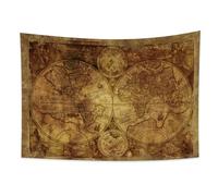 YONGFOTO 150x100cm Mappemonde Tapisserie Tenture, Ancien Tachetà Mappemonde Mural Couverture pour la chambre Vieux siècle Aventure Découverte historique pour l'école Salle de cours