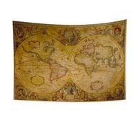 YONGFOTO 150x100cm Tapisserie Carte Vintage pour Chambre, Carte Classique Ancienne du Vieux Monde Murale, Portraits Célèbres de l’Ouest Terre Couverture Salon Classe Dortoir