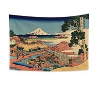 YONGFOTO 150x100cm Ukiyo-e Tapisserie Mont Fuji 36 vues Pièce Tenture Katakura Plantation de thé dans la province de Suruga Paysage Art mural Japonais Peinture traditionnelle Style Toyo Tapisseries