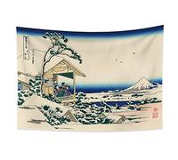 YONGFOTO 150x100cm Ukiyo-e Tapisserie Mont Fuji 36 vues Pièce Tenture Maison de thé à Koishikawa Chute de neige Matin Paysage Art mural Japonais Peinture traditionnelle Style Toyo Tapisseries