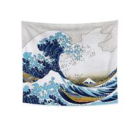 YONGFOTO 150x130cm Japonais Ukiyo-E Tapisserie Grande vague Tenture Kanagawa Fuji Tapisserie pour Porche Tentures Décor Salon Dortoir Couvre-lit Art mural