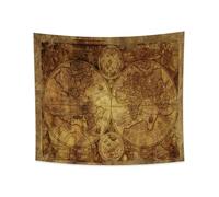 YONGFOTO 150x130cm Mappemonde Tapisserie Tenture, Ancien Tachetà Mappemonde Mural Couverture pour la chambre Vieux siècle Aventure Découverte historique pour l'école Salle de cours