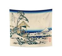 YONGFOTO 150x130cm Ukiyo-e Tapisserie Mont Fuji 36 vues Pièce Tenture Maison de thé à Koishikawa Chute de neige Matin Paysage Art mural Japonais Peinture traditionnelle Style Toyo Tapisseries