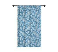 YONGFOTO 168x229cm Rideaux Bohème avec Poche pour Tringle, Plume D’Oiseau Bleu De Rêve Ethnique Bohème Filtrant La Lumière À Pattes Cachées pour Fenêtre De Chambre D’Enfant Porte, 1 Panneau