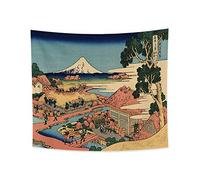 YONGFOTO 180x160cm Ukiyo-e Tapisserie Mont Fuji 36 vues Pièce Tenture Katakura Plantation de thé dans la province de Suruga Paysage Art mural Japonais Peinture traditionnelle Style Toyo Tapisseries