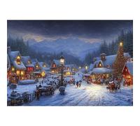 YongFoto 2,5x1,8m Noël Toile de Fond Scène Beau Noël Paysage d'hiver Snowfield Street Mountain Colorful Photo Arrière-Plan pour Xmas Eve Party Festival Accueil Affiche Photographie Fournitures