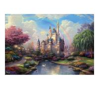 YongFoto 2,5x1,8m Vinyle Toile de Fond Conte de Fées ChâTeau d'ange Ciel Bleu Nuage Blanc Arc en Ciel Chemin D'Accès Ruisseau Fond Décors Studio Photo Enfant Video Fete Photobooth Photographie Props