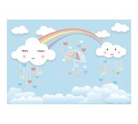 YongFoto 2,5x1,8m Vinyle Toile de Fond Kawaii Nuage et Arc en Ciel Ciel Bleu Fond Décors Studio Photo Portrait Enfant Video Fete Mariage Photobooth Photographie Accesorios