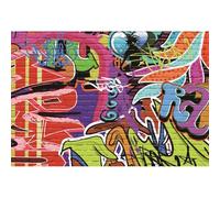 YongFoto 2,5x1,8m Vinyle Toile de Fond Studio Photo Fond de Graffiti Mur de Briques Graffiti Ouvrages d'art Photographie Toile de Fond Photobooth Fond de Photo Studio Décors de Fée