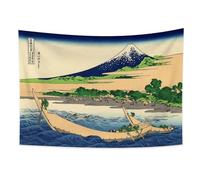 YONGFOTO 220x150cm Tapisserie Murale Japonaise Ukiyo-e Mont Fuji 36 vues Pièce Tenture Côte de Tago Bay Ejiri Deco Tenture Murale Poster Japonais Peinture Hokusai Estampes