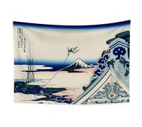 YONGFOTO 220x150cm Ukiyo-e Tapisserie Mont Fuji 36 vues Pièce Tenture Asakusa Hongan-Ji dans la capitale de l'Est Paysage Art mural Japonais Peinture traditionnelle Style Toyo Tapisseries
