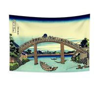 YONGFOTO 220x150cm Ukiyo-e Tapisserie Mont Fuji 36 vues Pièce Tenture Fuji vu à travers le pont à Fukagawa Paysage Art mural Japonais Peinture traditionnelle Style Toyo Tapisseries