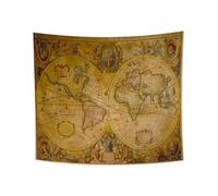YONGFOTO 220x190cm Tapisserie Carte Vintage pour Chambre, Carte Classique Ancienne du Vieux Monde Murale, Portraits Célèbres de l’Ouest Terre Couverture Salon Classe Dortoir