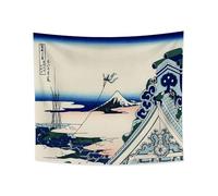 YONGFOTO 220x190cm Ukiyo-e Tapisserie Mont Fuji 36 vues Pièce Tenture Asakusa Hongan-Ji dans la capitale de l'Est Paysage Art mural Japonais Peinture traditionnelle Style Toyo Tapisseries