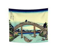 YONGFOTO 220x190cm Ukiyo-e Tapisserie Mont Fuji 36 vues Pièce Tenture Fuji vu à travers le pont à Fukagawa Paysage Art mural Japonais Peinture traditionnelle Style Toyo Tapisseries