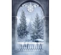 YongFoto 2x3m Vinyle Toile de Fond Noel Conte de fée Porte cintrée des Merveilles d'hiver Flocons de Neige des Arbres Photo Fond Studio Photographie Enfants Bébé Toile de Fond