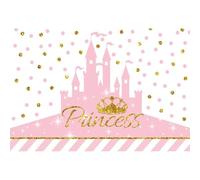 YongFoto 3,5x2,5m Anniversaire La Photographie Toile de Fond Princesse Couronne Château Rose Point d'or Briller Bande Contexte pour Party Decoration Nouveau née Bébé Enfants La Photographie Photo