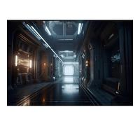 YongFoto 3,5x2,5m Photographie de Fond de Station Spatiale Intérieur du Vaisseau Spatial Couloir de la Cabine Vaisseau Contexte pour Explorez l'univers Garçons Décor d'anniversaire Photo Prop