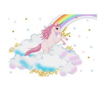 YongFoto 3,5x2,5m Toile de Fond Licorne Cartton Mignon Rose Licorne Arc-en-Ciel Nuage ?oile Scintillante Fond Décors Fée d'anniversaire Douche b??Enfants des Gamins Bannière Studio Photographie