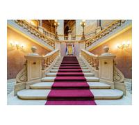 YongFoto 3,5x2,5m Vinyle Toile de Fond Mariage Européen Luxueux Palais Château Escalier élégant Tapis Rouge Intérieur Fond Décors Studio Photo Video Fete Photobooth Photographie Accesorios