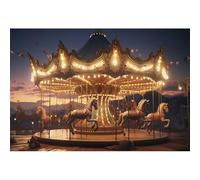 YongFoto 3x2,5m Toile de Fond Carrousel Lumière Fantastique Nuit Rêve Cirque Parc d'attractions Photographie Fond pour Enfants Fête Cake Smash Décor d'aire de Jeux Accessoires de Studio Photo