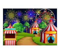 YongFoto 3x2,5m Vinyle Toile de Fond Carnaval de Cirque Arc en Ciel Carrousel Grande Roue Fond de Studio Bannière Photo Party vidéo Enfant Photobooth de Photographie