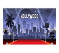 YongFoto 3x2,5m Vinyle Toile de Fond Hollywood Rouge Tapis Éclairages Fond Décors Studio Photo Portrait Enfant Video Fete Mariage Photobooth Photographie Accesorios