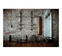 YongFoto 3x2m gymnase Fond Intérieur salle fitness toiles fond pour photographie équipements salle sport style shabby Mur briques Obscures Grunge Wood sol en vinyle Photo Fond Homme Femme Studio Props