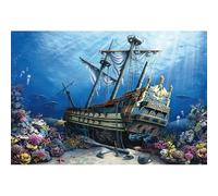 YongFoto 3x2m Toile de Fond du Monde sous-Marin Fond Marin coloré Naufrages Corail Lumière du Soleil Requin Fond de Photographie Enfants d'écran d'accessoires de séance Photo Artistique