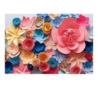 YongFoto 3x2m Vinyl Toile de Fond 3D Fleur de Papier Mur de Fleurs Floral Trendy Abstrait Fond Décors Studio Photo Portrait Mariage Fée Anniversaire Video Photobooth Photographie Accesorios