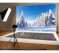 YongFoto 3x2m Vinyle Toile de Fond Noel Paysage Couvert de Neige Flocons de Neige Pins des Merveilles d'hiver Photo Fond Studio Photographie Enfants Bébé Toile de Fond