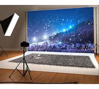 YongFoto 3x2m Vinyle Toile de Fond Noël Ric Village Night View Arbres Neige Briller Lumières Noël d'hiver Fond Décors Studio Photo Portrait Enfant Video Fete Mariage Photobooth Photographie Accesorios