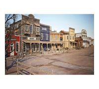 YongFoto 4,5x3m Country et Occidental Toile de Fond Far West Ville Magasin Maison en Bois Rustique Fonds de Photographie Enfants Adultes Décor de fête Occidentale Fond d'écran Cowboy Fond Photo