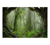 YongFoto 4,5x3m Vinyle Photographie Toile de Fond Green Forest Jungles Voir Grands Vieux Arbres Chemin étroit Fond de Studio Photo vidéo Photo Shooting Accessoires