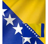 YongFoto Drapeau de la Bosnie-Herzégovine - 9 x 1,5 m - Double face - En toile de jute - Quatre côtés cousus - Couleurs vives - Durable - Résistant aux UV - Résistant aux intempéries - Pour jardin