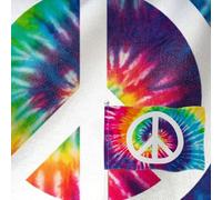 YongFoto Drapeau de la paix 0,6 x 0,9 m en toile de jute double face tie dye arc-en-ciel hippie cousu quatre côtés couleurs vives durable résistant aux UV à la décoloration résistant aux intempéries