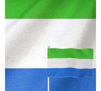 YongFoto Drapeau de la Sierra Leone - 0,9 x 1,5 m - Double face en toile de jute - Bannière nationale Sierra Leone - Coutures vives - Durable - Résistant aux UV - Résistant aux intempéries - Pour