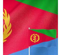 YongFoto Drapeau de l'Érythrée - 9 x 1,5 m - Double face - En toile de jute - Cousu - Couleurs vives - Durable - Résistant aux UV - Résistant aux intempéries - Pour jardin, chambre à coucher