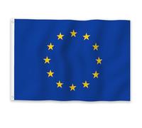 YongFoto Drapeau de l'Union européenne - 0,9 x 1,5 m - 100 % polyester - Couleurs vives - Drapeaux de l'UE pour l'extérieur - Décoration de maison, jardin, porche, drapeaux nationaux avec 2 œillets