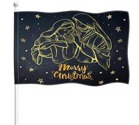 YongFoto Drapeau de Noël double face en toile de jute de 1,2 x 1,8 m - Motif : Jésus - Étoiles dorées à pois noirs - Quatre côtés cousus - Couleurs vives - Résistant aux UV et à la décoloration