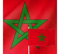 YongFoto Drapeau du Maroc 1,2 x 1,8 m double face en toile de jute - Bannière nationale marocaine cousue à quatre côtés - Couleurs vives - Durable - Résistante aux UV et à la décoloration - Résistante