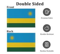 YongFoto Drapeau du Rwanda 1,5 x 2,4 m double face en toile de jute - Bannière nationale rwandaise cousue à quatre côtés - Couleurs vives - Durable - Résistant aux UV - Résistant aux intempéries